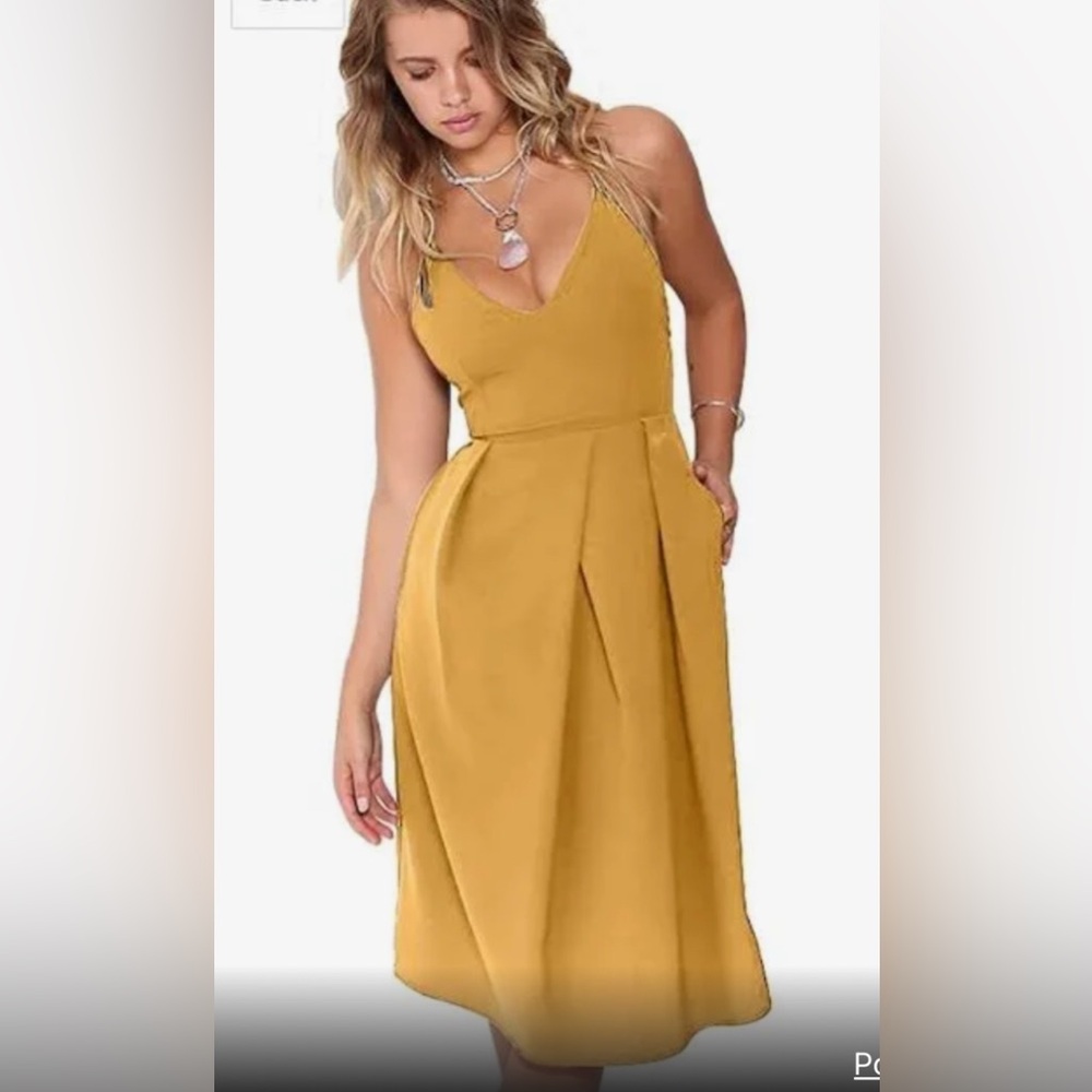 Elia Cher cocktail dress NWT sz 8-10 mustard yellow